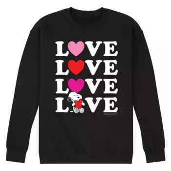 Мужская флисовая толстовка с принтом «Peanuts Snoopy Love» Licensed Character, черный