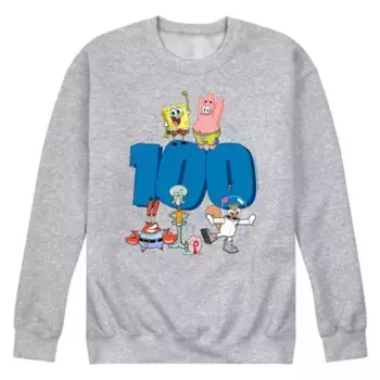 Мужская флисовая толстовка SpongeBob SquarePants "100 дней" Nickelodeon, серый