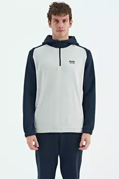 Мужская флисовая толстовка стандартного кроя с капюшоном и цветными блоками Stone на полумолнии AIR JONES