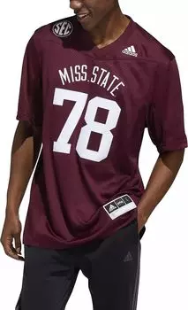 Мужская футбольная майка Adidas Mississippi State Bulldogs #1 бордового цвета