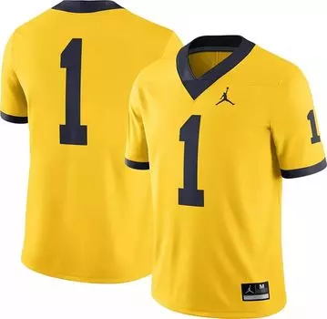 Мужская футбольная майка Jordan Michigan Wolverines #1 Maize Alternate Dri-FIT Game