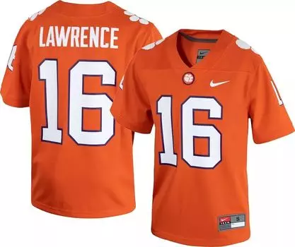 Мужская футбольная майка Nike Clemson Tigers Trevor Lawrence #16 оранжевого цвета Dri-FIT Game