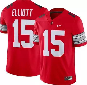Мужская футбольная майка Nike Ezekiel Elliott Ohio State Buckeyes #15 Scarlet Dri-FIT Game