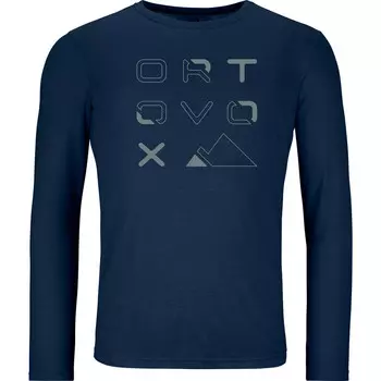 Мужская футболка 185 Merino Brand Outline с длинным рукавом Ortovox, синий