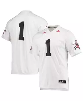 Мужская футболка 1 white nebraska huskers premier strategy jersey adidas, белый