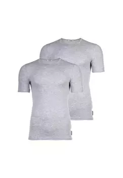 Мужская футболка, 2 шт - BI-PACK T-SHIRT, майка, круглый вырез, хлопок стрейч BIKKEMBERGS, серый