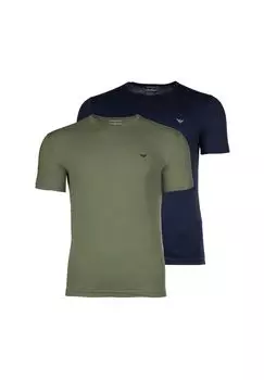 Мужская футболка, 2 шт - ENDURANCE, круглый вырез, хлопок стрейч EMPORIO ARMANI, цвет Marine/oliv
