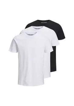 Мужская футболка, 3 шт. в упаковке - JJEORGANIC BASIC TEE O-NECK, короткий рукав, натуральный хлопок JACK & JONES, цвет Marineblau Schwarz