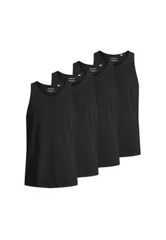 Мужская футболка, 4 шт. в упаковке - JACBASIC CREW NECK TEE, с коротким рукавом, однотонная, хлопок JACK & JONES, черный