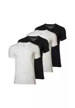 Мужская футболка, 4 шт. в упаковке - V-NECK T-SHIRT 4-PACK, V-образный вырез, короткий рукав, хлопок GANT, черный