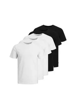 Мужская футболка, 5 шт. в упаковке - JJEORGANIC BASIC TEE O-NECK, короткий рукав, натуральный хлопок JACK & JONES, черный