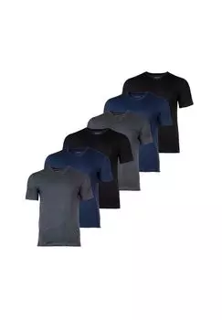 Мужская футболка, 6 шт. - TShirtVN Classic, майка, V-образный вырез, хлопок BOSS, цвет Blau Grau Schwarz