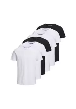Мужская футболка, 6 шт. в упаковке - JJEORGANIC BASIC TEE O-NECK, короткий рукав, натуральный хлопок JACK & JONES, черный