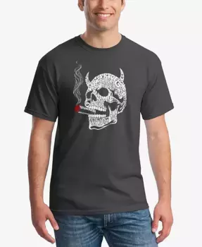 Мужская футболка 7 Deadly Sins Skull Word Art LA Pop Art, серый