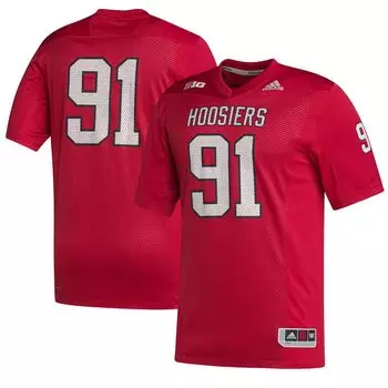 Мужская футболка #91 Crimson Indiana Hoosiers Premier Strategy adidas