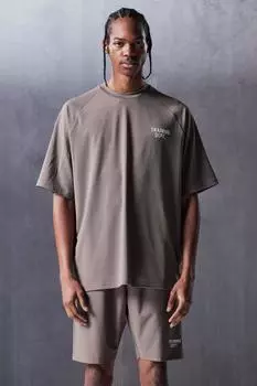 Мужская футболка active training dep boxy performance Boohoo, серо-коричневый