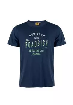 Мужская футболка Adelaide City в австралийском стиле с принтом и круглым вырезом ROADSIGN australia, темно-синий