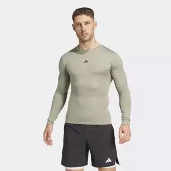 Мужская футболка Adidas с длинным рукавом TECHFIT Compression Training, зеленый