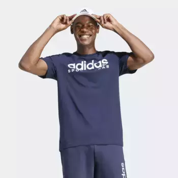 Мужская футболка Adidas с графическим рисунком, тёмно-синий