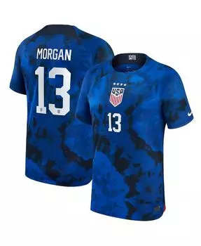 Мужская футболка alex morgan blue uswnt 2022/23 away breathe stadium replica player Nike, синий