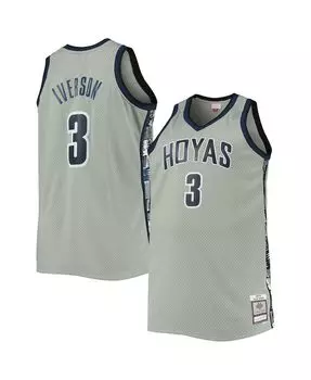 Мужская футболка Allen Iverson Grey Georgetown Hoyas Big and Tall 1995-96, реплика игрока Mitchell & Ness