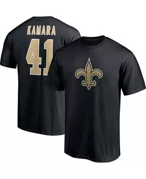 Мужская футболка alvin kamara black new orleans saints player icon с именем и номером Fanatics, черный