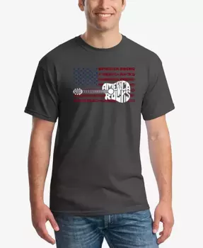 Мужская футболка America Rocks с принтом в виде слов LA Pop Art, серый