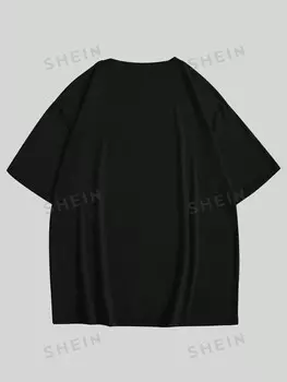 Мужская футболка Anime с коротким рукавом и аниме-принтом Подходит для повседневной носки весной и летом, в школу Romwe, черный