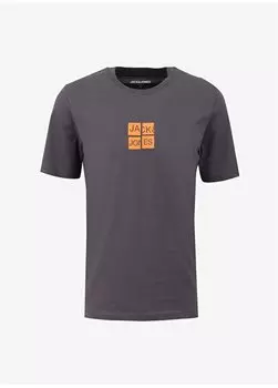 Мужская футболка антрацитового цвета с круглым вырезом JCOJAVION TEE SS CREW NECK EXC Jack & Jones, антрацитовый
