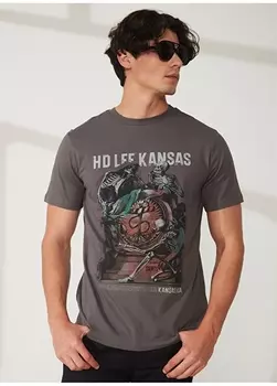 Мужская футболка антрацитового цвета с круглым вырезом Lee