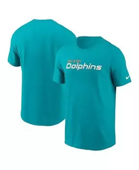 Мужская футболка Aqua Miami Dolphins Primetime Wordmark Essential Nike, синий
