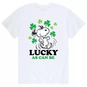 Мужская футболка арахисового цвета Snoopy «Lucky As Can Be» ко Дню Святого Патрика Licensed Character