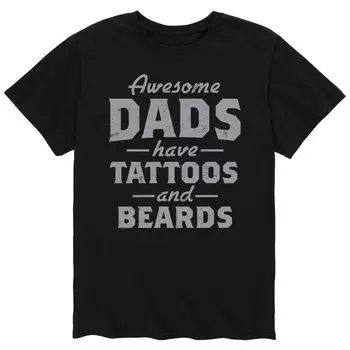 Мужская футболка Awesome Dads с татуировками и бородой Licensed Character