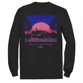 Мужская футболка Back To The Future 1985 Neon Delorean Sunset с длинными рукавами Licensed Character