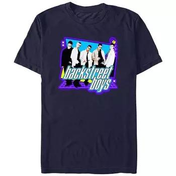 Мужская футболка Backstreet Boys в стиле 90-х с графическим рисунком Licensed Character, темно-синий