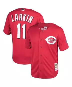 Мужская футболка barry larkin red cincinnati throwback reds cooperstown mesh batting practice jersey Mitchell & Ness, красный