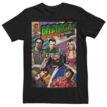 Мужская футболка Bazinga с обложкой комикса «Теория большого взрыва» Licensed Character, черный