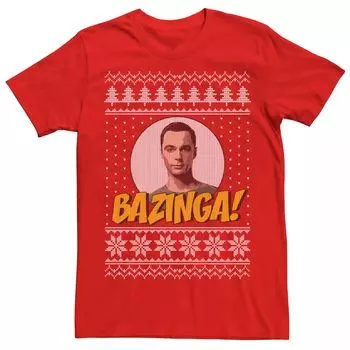 Мужская футболка Bazinga с праздничным узором «Теория большого взрыва» Licensed Character