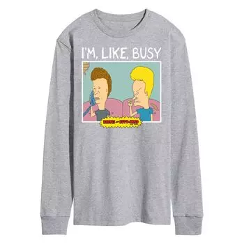 Мужская футболка Beavis And Butthead I'm Like Busy с длинными рукавами Licensed Character