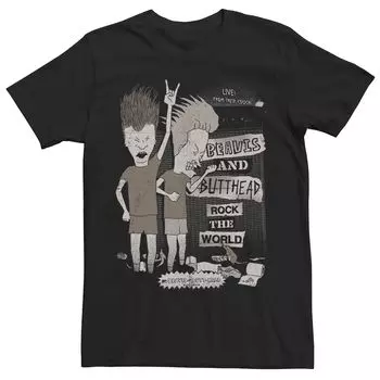 Мужская футболка Beavis And Butthead Rock The World с короткими рукавами Licensed Character