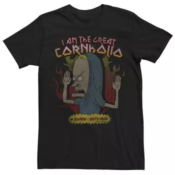 Мужская футболка Beavis & Butthead Cornholio Fire Portrait Licensed Character, черный