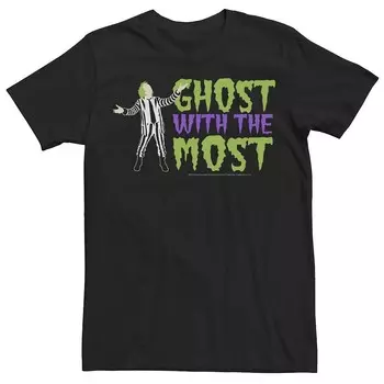 Мужская футболка Beetlejuice Ghost с текстовым плакатом Licensed Character, черный