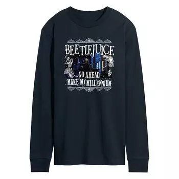 Мужская футболка Beetlejuice Make Me Millennium с длинными рукавами и рисунком Licensed Character, темно-синий