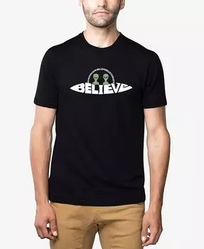 Мужская футболка Believe UFO Premium Blend Word Art LA Pop Art, черный