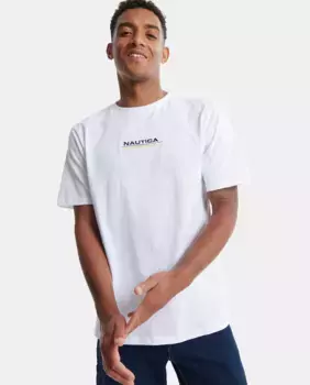 Мужская футболка белого цвета с коротким рукавом Nautica, белый
