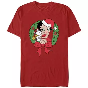 Мужская футболка Betty Boop с рисунком рождественского венка Licensed Character, красный