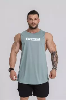 Мужская футболка без рукавов | Мужская спортивная футболка | Зеленый | Майка для тренировок | Gymwolves