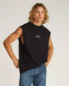 Мужская футболка без рукавов с монограммой Calvin Klein Jeans, черный
