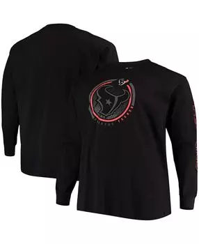 Мужская футболка big and tall black houston texans color pop с длинным рукавом Fanatics, черный