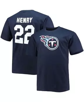 Мужская футболка big and tall derrick henry navy tennessee titans с именем игрока и номером Fanatics, синий